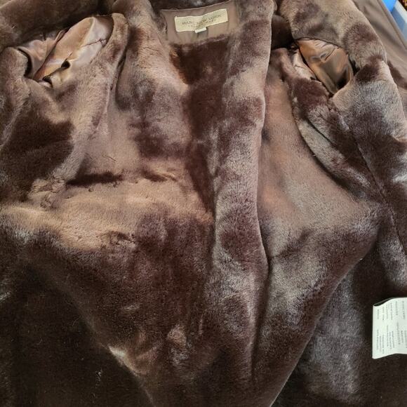 Andrew Marc Jacket Women XS Brown Anorak w/ Faux Fur Water Resistant Long Length - Picture 9 of 15